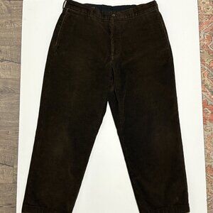 Brooks Brothers Hudson Flat Front Brown Corduroy Pants Mens Size 36x30 Chinos